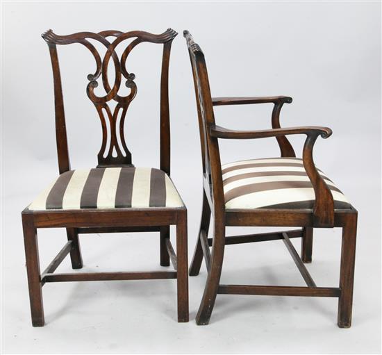 A set of six George III mahogany dining chairs,